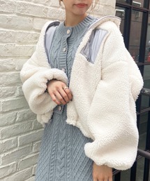 OLIVE des OLIVE | ２wayで着まわし抜群！！リバ－シブルボアフードブルゾン(ブルゾン)