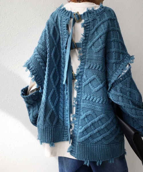 antiqua(アンティカ)の「バックルデザインニット(ニット/セーター・レディース・ブラック/ブルー/カーキ・FREE)」の20枚目の写真