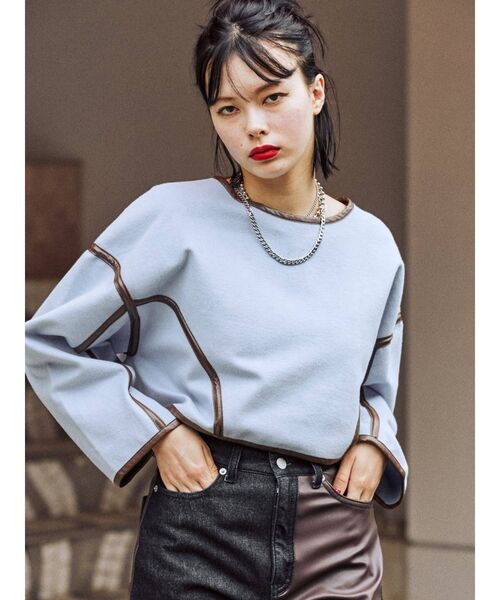 jouetie（ジュエティ）の「パイピングプルオーバー（スウェット・レディース・ブラック/ピンク/ブルー・MEDIUM）」の2枚目の写真