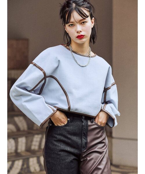 jouetie（ジュエティ）の「パイピングプルオーバー（スウェット・レディース・ブラック/ピンク/ブルー・MEDIUM）」の7枚目の写真