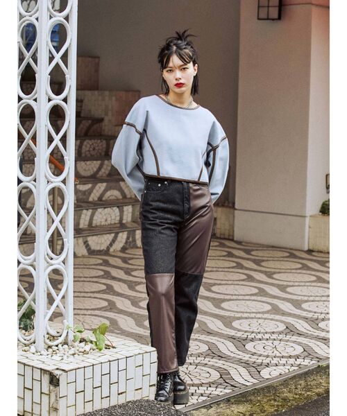 jouetie（ジュエティ）の「パイピングプルオーバー（スウェット・レディース・ブラック/ピンク/ブルー・MEDIUM）」の6枚目の写真