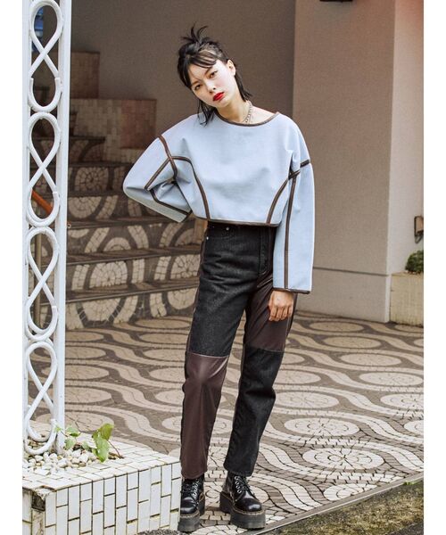 jouetie（ジュエティ）の「パイピングプルオーバー（スウェット・レディース・ブラック/ピンク/ブルー・MEDIUM）」の18枚目の写真