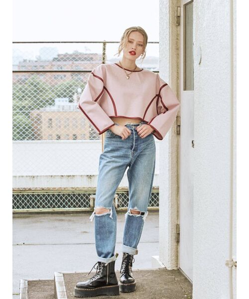 jouetie（ジュエティ）の「パイピングプルオーバー（スウェット・レディース・ブラック/ピンク/ブルー・MEDIUM）」の12枚目の写真