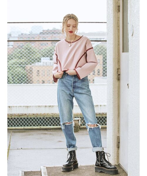 jouetie（ジュエティ）の「パイピングプルオーバー（スウェット・レディース・ブラック/ピンク/ブルー・MEDIUM）」の8枚目の写真