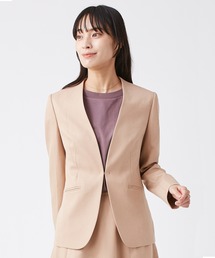 KASHIYAMA | ＜ウォッシャブル＞ウールライクポーリーツイルノーカラージャケット(ノーカラージャケット)