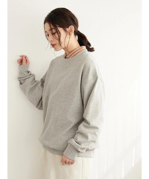 Green Parks(グリーンパークス)の「裏毛クルーネックプルオーバー*(スウェット・レディース・杢グレー/レッド/オートミール/ブラック/カーキ・FREE)」の7枚目の写真