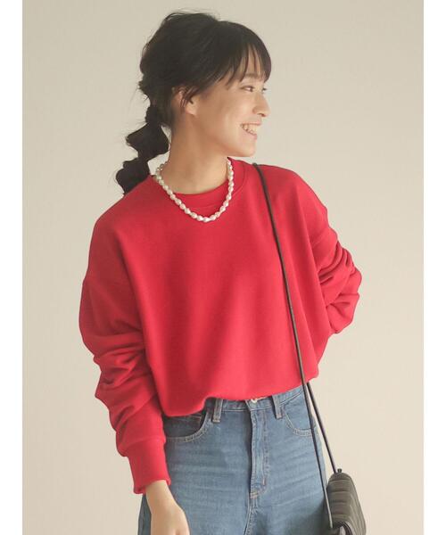 Green Parks(グリーンパークス)の「裏毛クルーネックプルオーバー*(スウェット・レディース・杢グレー/レッド/オートミール/ブラック/カーキ・FREE)」の9枚目の写真