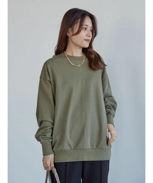 Green Parks(グリーンパークス)の「裏毛クルーネックプルオーバー*(スウェット・レディース・杢グレー/レッド/オートミール/ブラック/カーキ・FREE)」の10枚目の写真