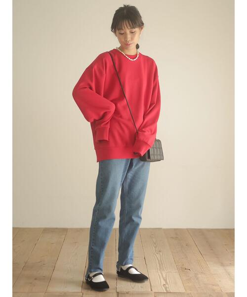 Green Parks(グリーンパークス)の「裏毛クルーネックプルオーバー*(スウェット・レディース・杢グレー/レッド/オートミール/ブラック/カーキ・FREE)」の12枚目の写真