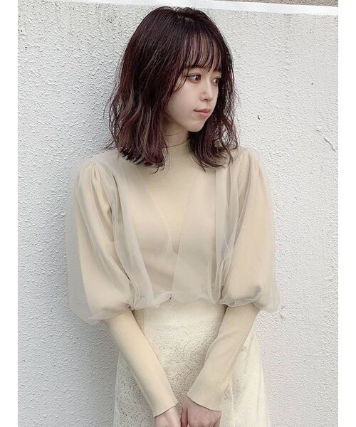 dazzlin（ダズリン）の「チュールベールスリーブカシュクールニット（ニット/セーター・レディース・ブラック/グレー/ブラウン/ベージュ・FREE）」の15枚目の写真