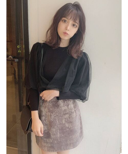 dazzlin（ダズリン）の「チュールベールスリーブカシュクールニット（ニット/セーター・レディース・ブラック/グレー/ブラウン/ベージュ・FREE）」の17枚目の写真