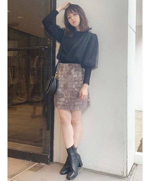 dazzlin（ダズリン）の「チュールベールスリーブカシュクールニット（ニット/セーター・レディース・ブラック/グレー/ブラウン/ベージュ・FREE）」の7枚目の写真