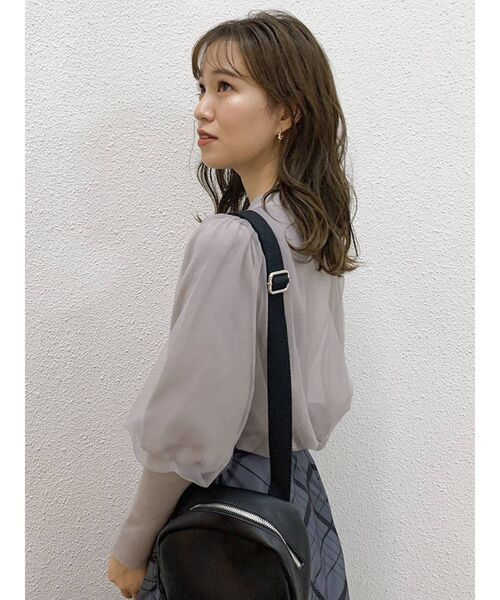 dazzlin（ダズリン）の「チュールベールスリーブカシュクールニット（ニット/セーター・レディース・ブラック/グレー/ブラウン/ベージュ・FREE）」の19枚目の写真