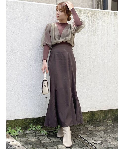 dazzlin（ダズリン）の「チュールベールスリーブカシュクールニット（ニット/セーター・レディース・ブラック/グレー/ブラウン/ベージュ・FREE）」の14枚目の写真