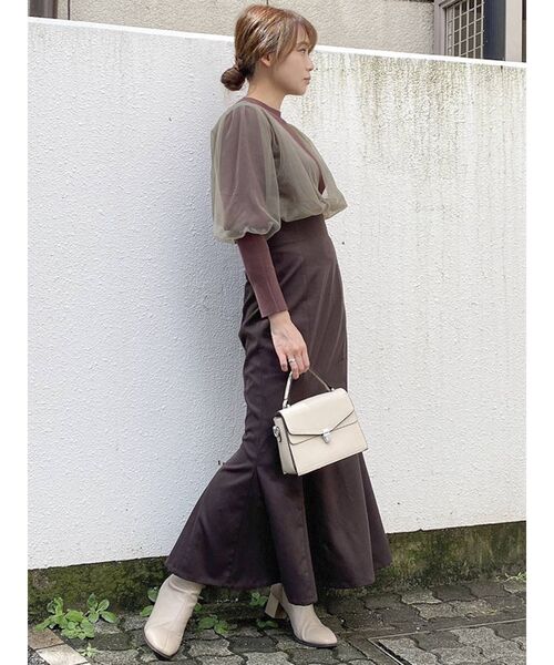 dazzlin（ダズリン）の「チュールベールスリーブカシュクールニット（ニット/セーター・レディース・ブラック/グレー/ブラウン/ベージュ・FREE）」の16枚目の写真