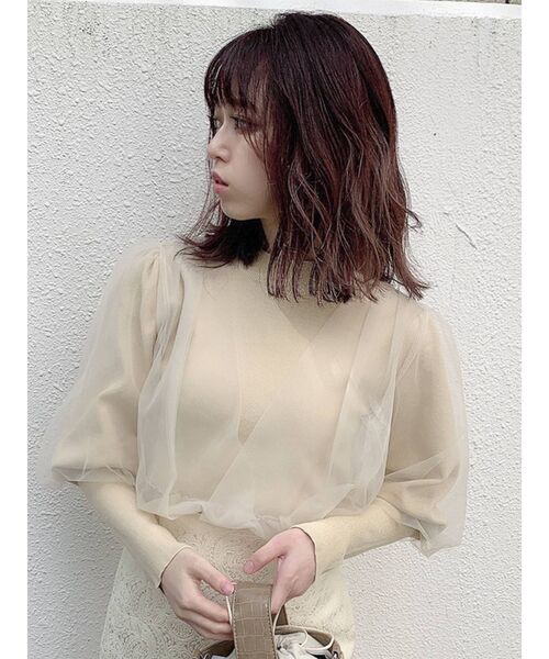 dazzlin（ダズリン）の「チュールベールスリーブカシュクールニット（ニット/セーター・レディース・ブラック/グレー/ブラウン/ベージュ・FREE）」の18枚目の写真