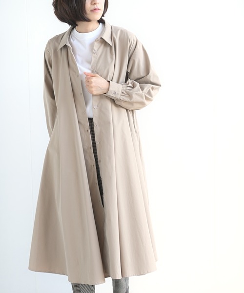 rps（アールピーエス）の「ＢＡＣＫプリーツシャツワンピース（シャツワンピース・レディース・グレイッシュベージュ/モカ/チャコールグレー/ブラック/ライトグレー/カーキ・M/フリー）」の9枚目の写真