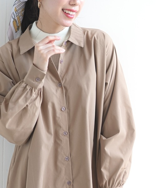 rps（アールピーエス）の「ＢＡＣＫプリーツシャツワンピース（シャツワンピース・レディース・グレイッシュベージュ/モカ/チャコールグレー/ブラック/ライトグレー/カーキ・M/フリー）」の18枚目の写真