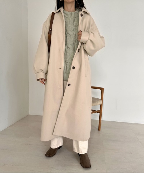 Bab（バブ）の「【WEB限定】ステンカラーバックフレアコート（ステンカラーコート・レディース・アイボリー/ブラック/チャコールグレー・38）」の14枚目の写真