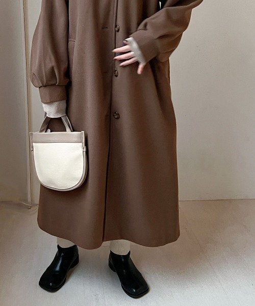 Bab（バブ）の「【WEB限定】ステンカラーバックフレアコート（ステンカラーコート・レディース・アイボリー/ブラック/チャコールグレー・38）」の15枚目の写真