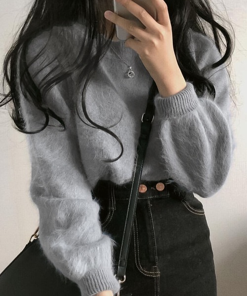 シャギークルーネックプルオーバー