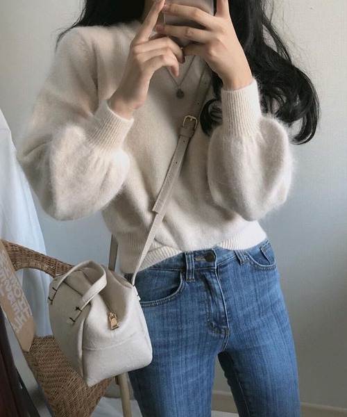 シャギークルーネックプルオーバー