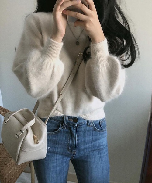 シャギークルーネックプルオーバー