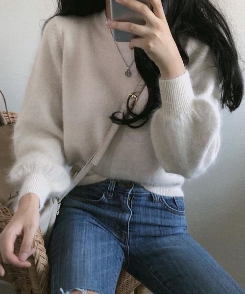 シャギークルーネックプルオーバー