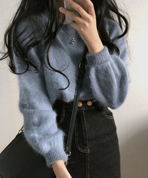 シャギークルーネックプルオーバー