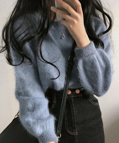 シャギークルーネックプルオーバー