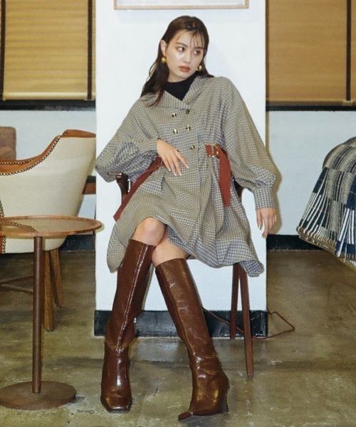 REDYAZEL（レディアゼル）の「チェックダブルボタンシャツワンピース（ワンピース・レディース・レッド/グリーン/ネイビー・FREE）」の7枚目の写真