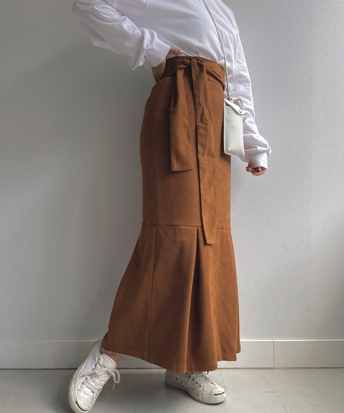 omom sot（オムオムソット）の「マーメイドスカート ハイウエスト omom sot（スカート・レディース・ベージュ/ブラウン・M）」の2枚目の写真