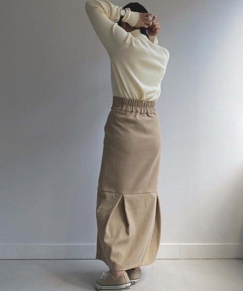 omom sot（オムオムソット）の「マーメイドスカート ハイウエスト omom sot（スカート・レディース・ベージュ/ブラウン・M）」の3枚目の写真