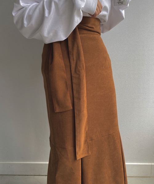 omom sot（オムオムソット）の「マーメイドスカート ハイウエスト omom sot（スカート・レディース・ベージュ/ブラウン・M）」の4枚目の写真