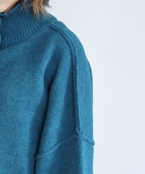 HER CLOSET（ハークローゼット）の「【shemoshelly】マルチwayハイネックニットカーディガン（カーディガン/ボレロ・レディース・ブルー/テラコッタ/ベージュ/ブラック・M）」の6枚目の写真