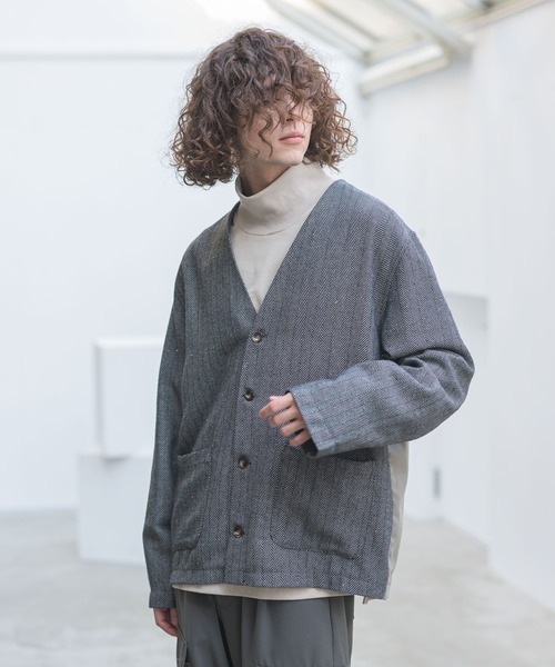 CASPER JOHN(キャスパージョン)の「Herringbone cardigan/ヘリンボーンカーディガン(カーディガン/ボレロ・メンズ・ベージュ/グレー・SMALL/MEDIUM/LARGE)」の7枚目の写真