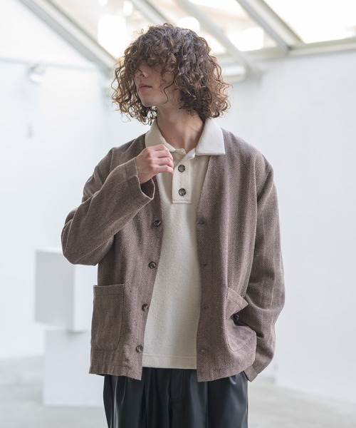 CASPER JOHN(キャスパージョン)の「Herringbone cardigan/ヘリンボーンカーディガン(カーディガン/ボレロ・メンズ・ベージュ/グレー・SMALL/MEDIUM/LARGE)」の16枚目の写真