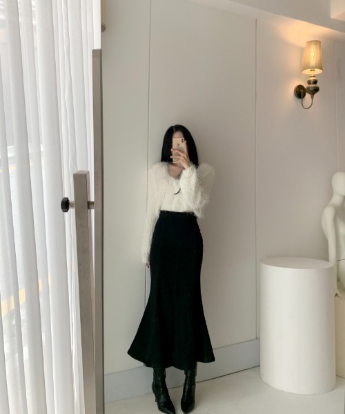 Mayree（メイリー）の「Mayree/ハイウエストフィッシュテールデニムスカート（デニムスカート・レディース・ブルー/ブラック・SMALL/MEDIUM）」の9枚目の写真