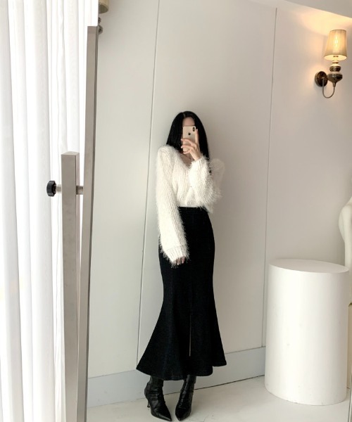 Mayree（メイリー）の「Mayree/ハイウエストフィッシュテールデニムスカート（デニムスカート・レディース・ブルー/ブラック・SMALL/MEDIUM）」の10枚目の写真