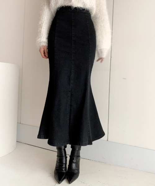 Mayree（メイリー）の「Mayree/ハイウエストフィッシュテールデニムスカート（デニムスカート・レディース・ブルー/ブラック・SMALL/MEDIUM）」の14枚目の写真