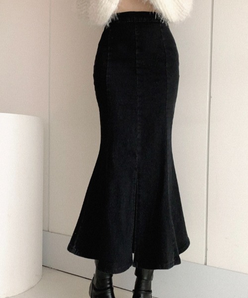 Mayree（メイリー）の「Mayree/ハイウエストフィッシュテールデニムスカート（デニムスカート・レディース・ブルー/ブラック・SMALL/MEDIUM）」の15枚目の写真