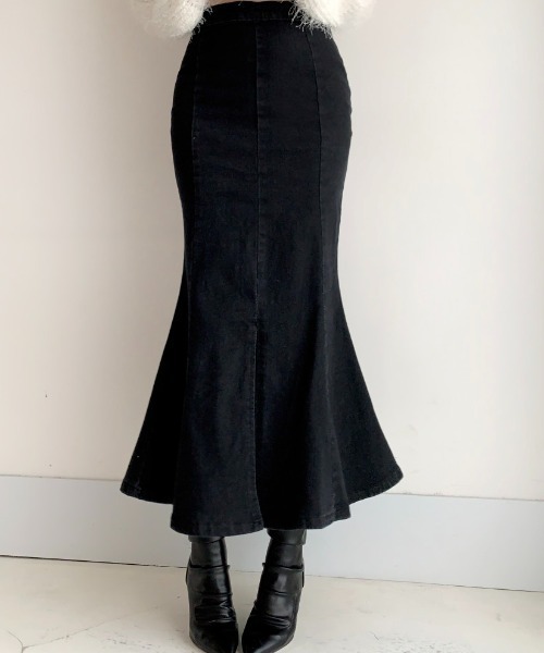 Mayree（メイリー）の「Mayree/ハイウエストフィッシュテールデニムスカート（デニムスカート・レディース・ブルー/ブラック・SMALL/MEDIUM）」の16枚目の写真