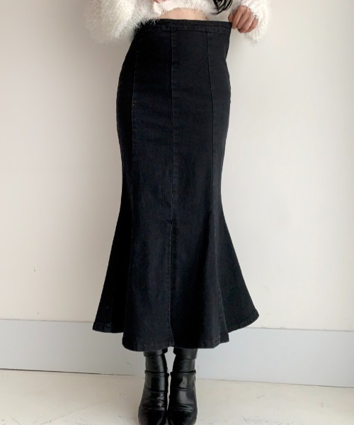 Mayree（メイリー）の「Mayree/ハイウエストフィッシュテールデニムスカート（デニムスカート・レディース・ブルー/ブラック・SMALL/MEDIUM）」の17枚目の写真