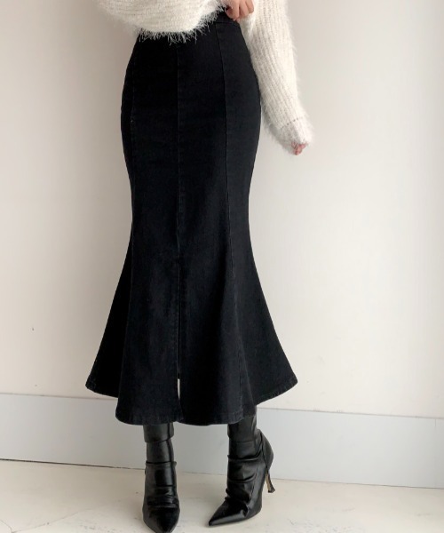 Mayree（メイリー）の「Mayree/ハイウエストフィッシュテールデニムスカート（デニムスカート・レディース・ブルー/ブラック・SMALL/MEDIUM）」の20枚目の写真