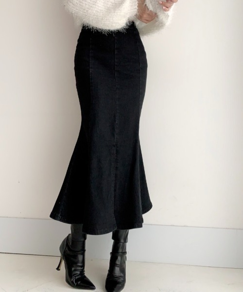 Mayree（メイリー）の「Mayree/ハイウエストフィッシュテールデニムスカート（デニムスカート・レディース・ブルー/ブラック・SMALL/MEDIUM）」の21枚目の写真