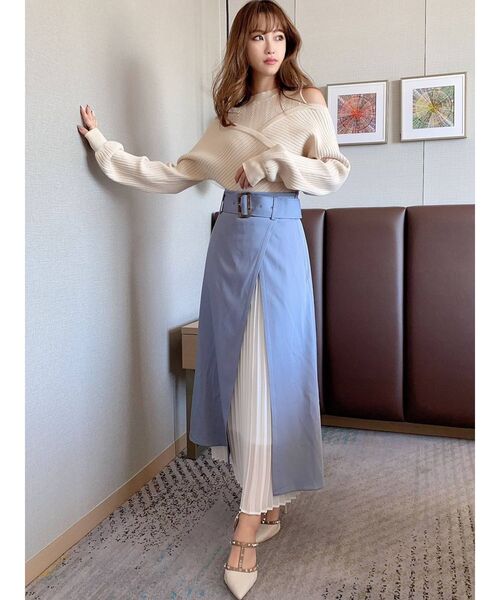 RESEXXY（リゼクシー）の「レイヤードプリーツスカート（スカート・レディース・ブラック/ベージュ/ブルー・FREE）」の4枚目の写真