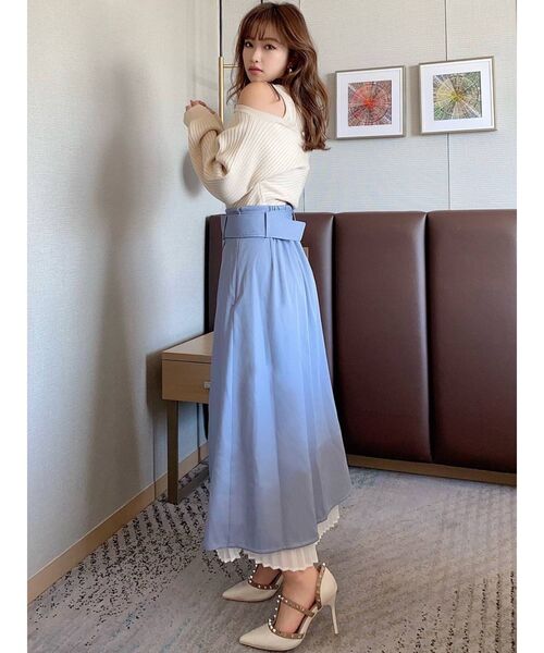 RESEXXY（リゼクシー）の「レイヤードプリーツスカート（スカート・レディース・ブラック/ベージュ/ブルー・FREE）」の6枚目の写真