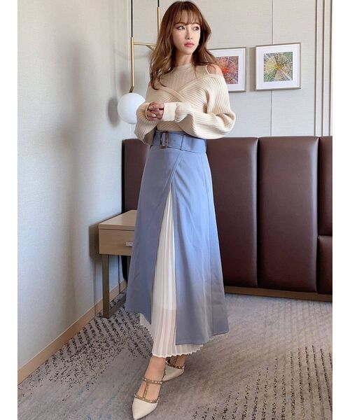 RESEXXY（リゼクシー）の「レイヤードプリーツスカート（スカート・レディース・ブラック/ベージュ/ブルー・FREE）」の7枚目の写真