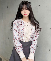 titty＆Co. PETIT by poyo | 【ファッションインフルエンサーPOYO×titty&Co.PETIT 】ペールフラワーニットカーデトップス(ニット/セーター)