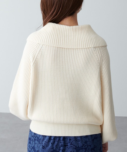 ビック衿ジップニットカーディガン（カーディガン/ボレロ）｜natural